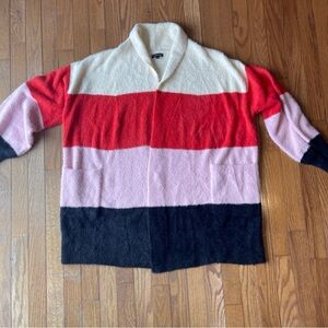 Who What Wear Striped Cardigan - Cream, Orange, Pink, Navy